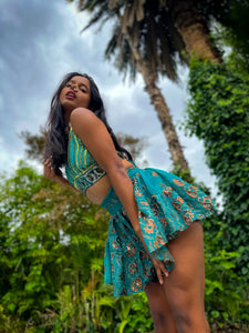 Golden Jasmine Paisley Micro Mini Skirt Set