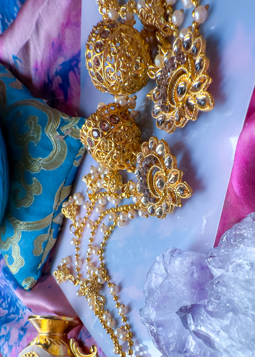 Hair Hanging Chain Jhumkas Earrings