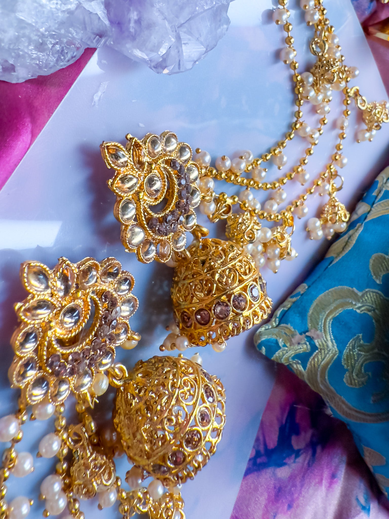 Hair Hanging Chain Jhumkas Earrings