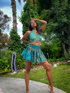 Golden Jasmine Paisley Micro Mini Skirt Set