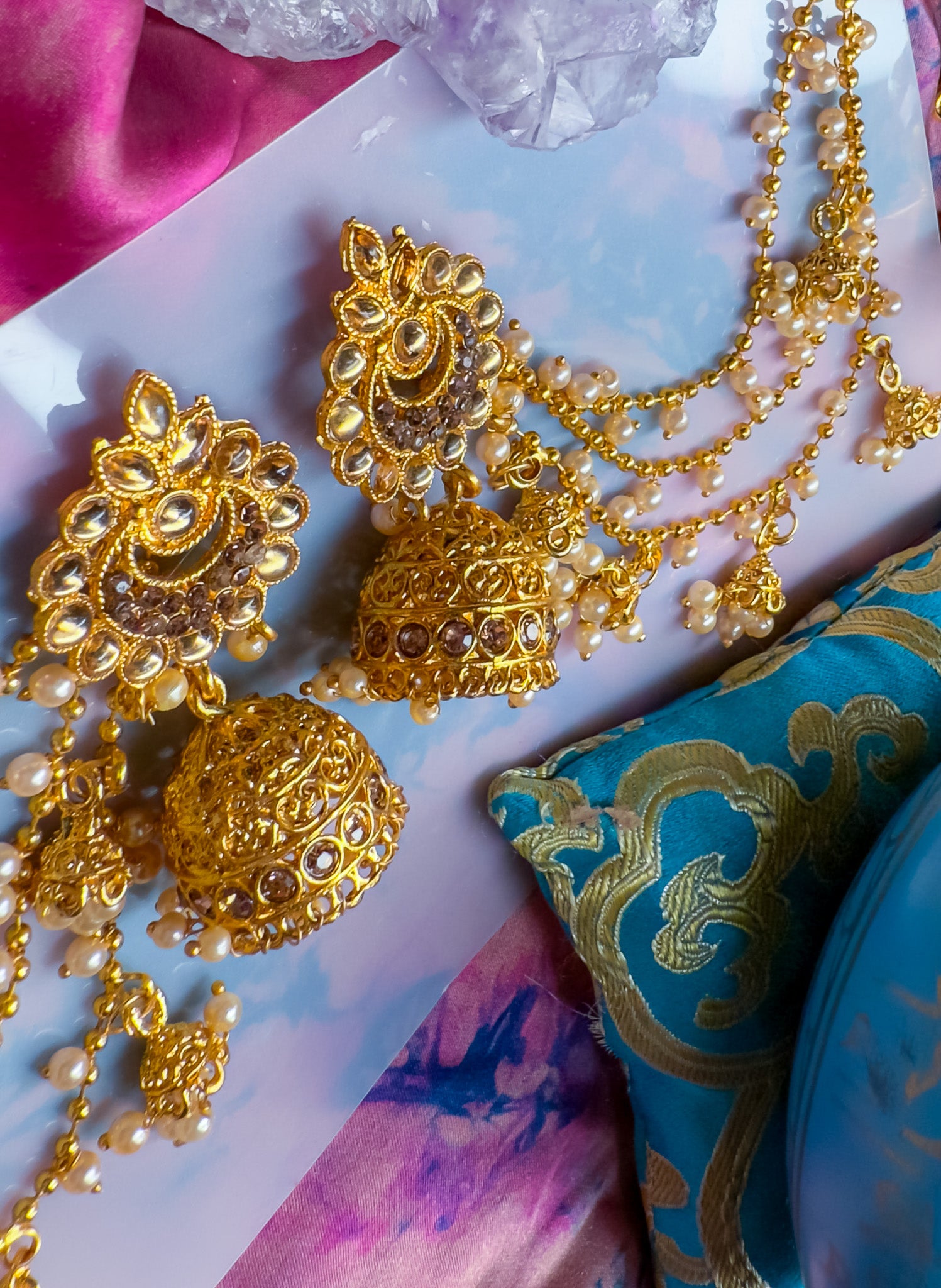 Hair Hanging Chain Jhumkas Earrings