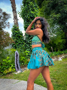 Golden Jasmine Paisley Micro Mini Skirt Set