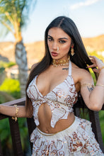 Load image into Gallery viewer, White Lotus Ruffle Skirt Set

