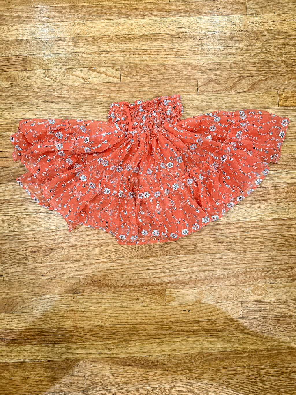 Peach Flowers Micro Mini Skirt