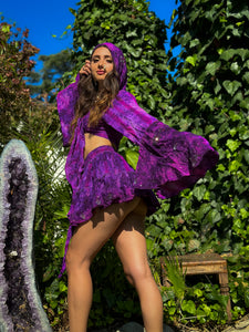 Cosmic Amethyst Micro Mini Skirt Set