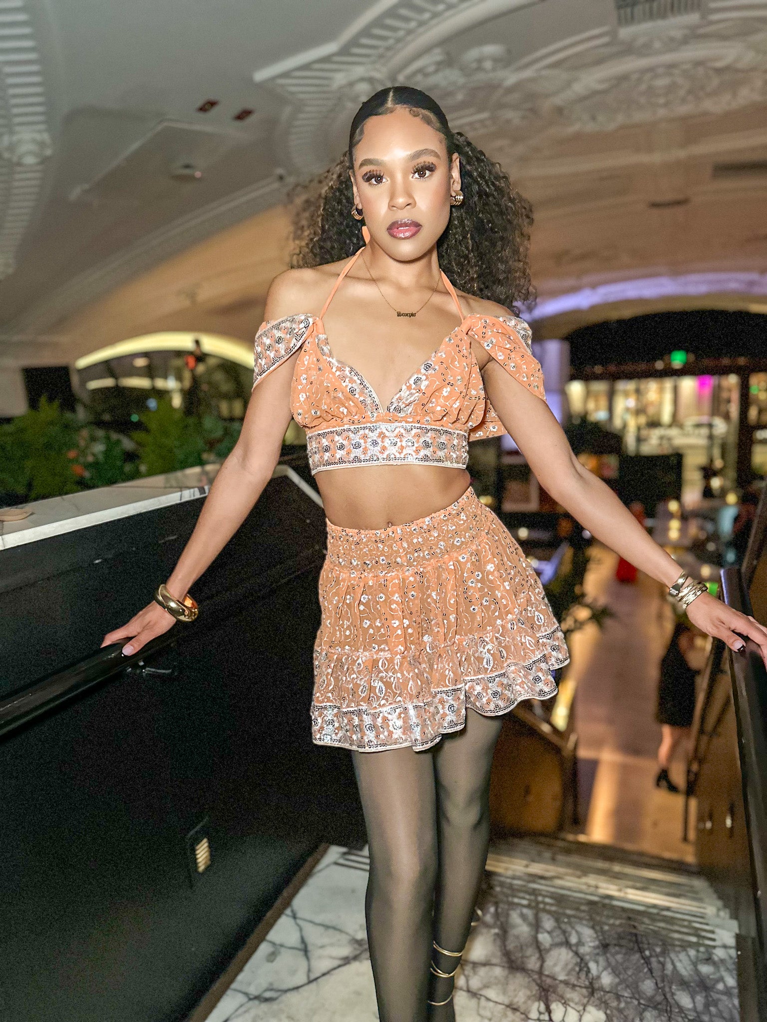 Peach Princess Micro Mini Gehr Skirt Set