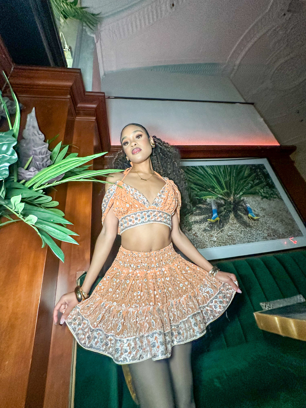 Peach Princess Micro Mini Gehr Skirt Set