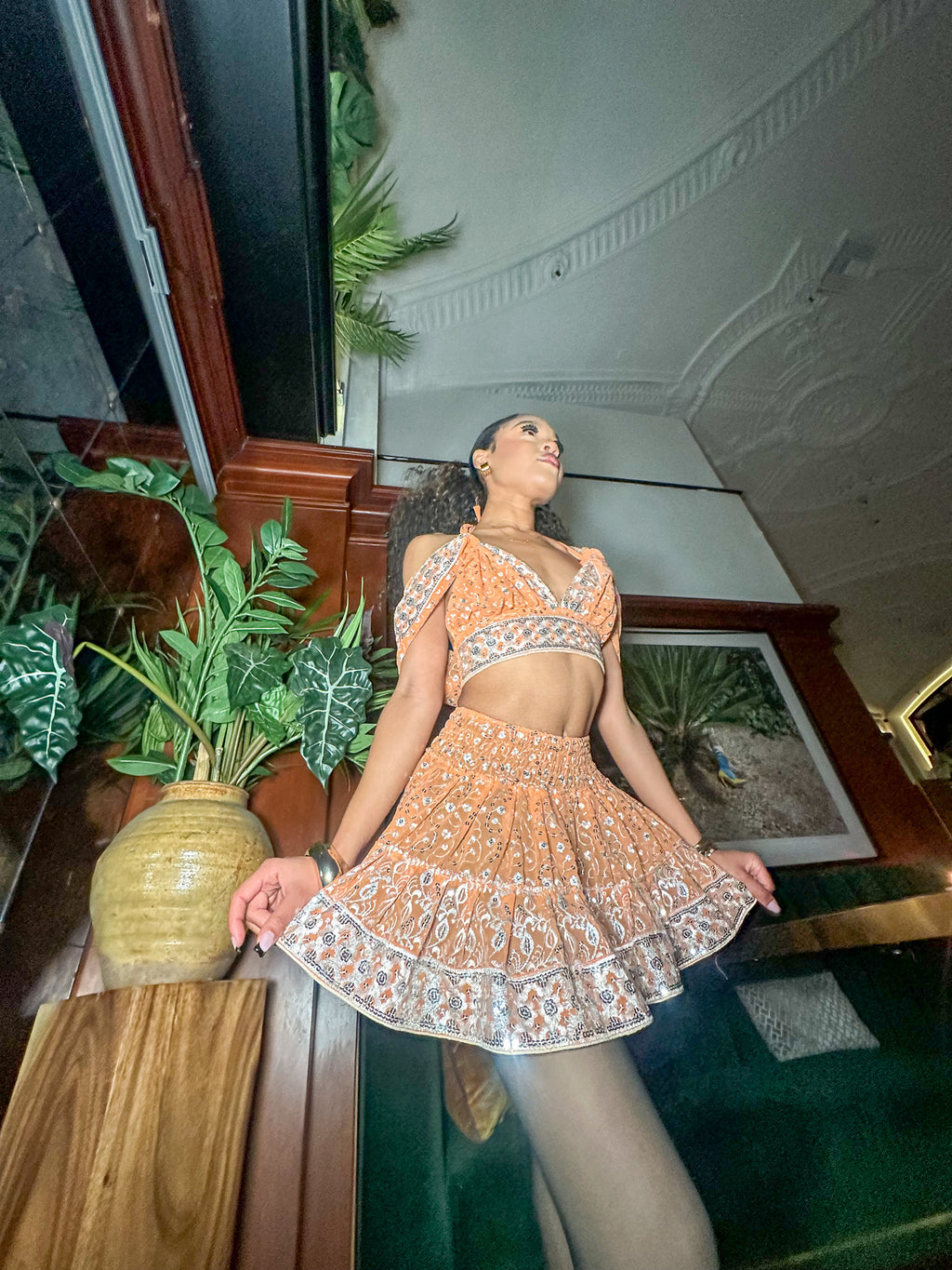 Peach Princess Micro Mini Gehr Skirt Set