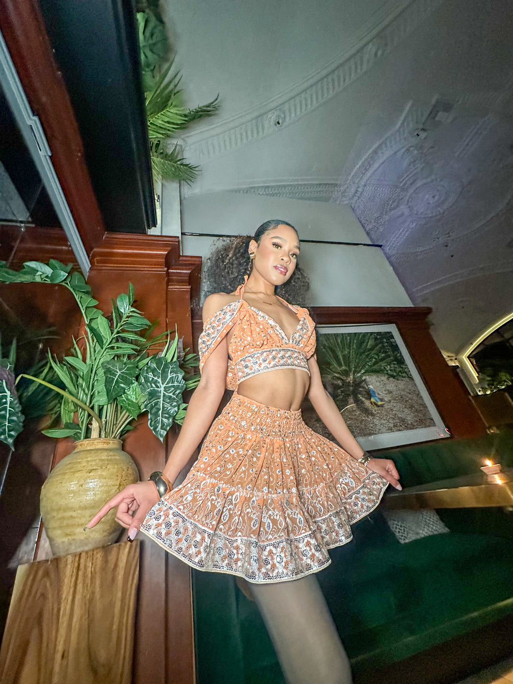Peach Princess Micro Mini Gehr Skirt Set