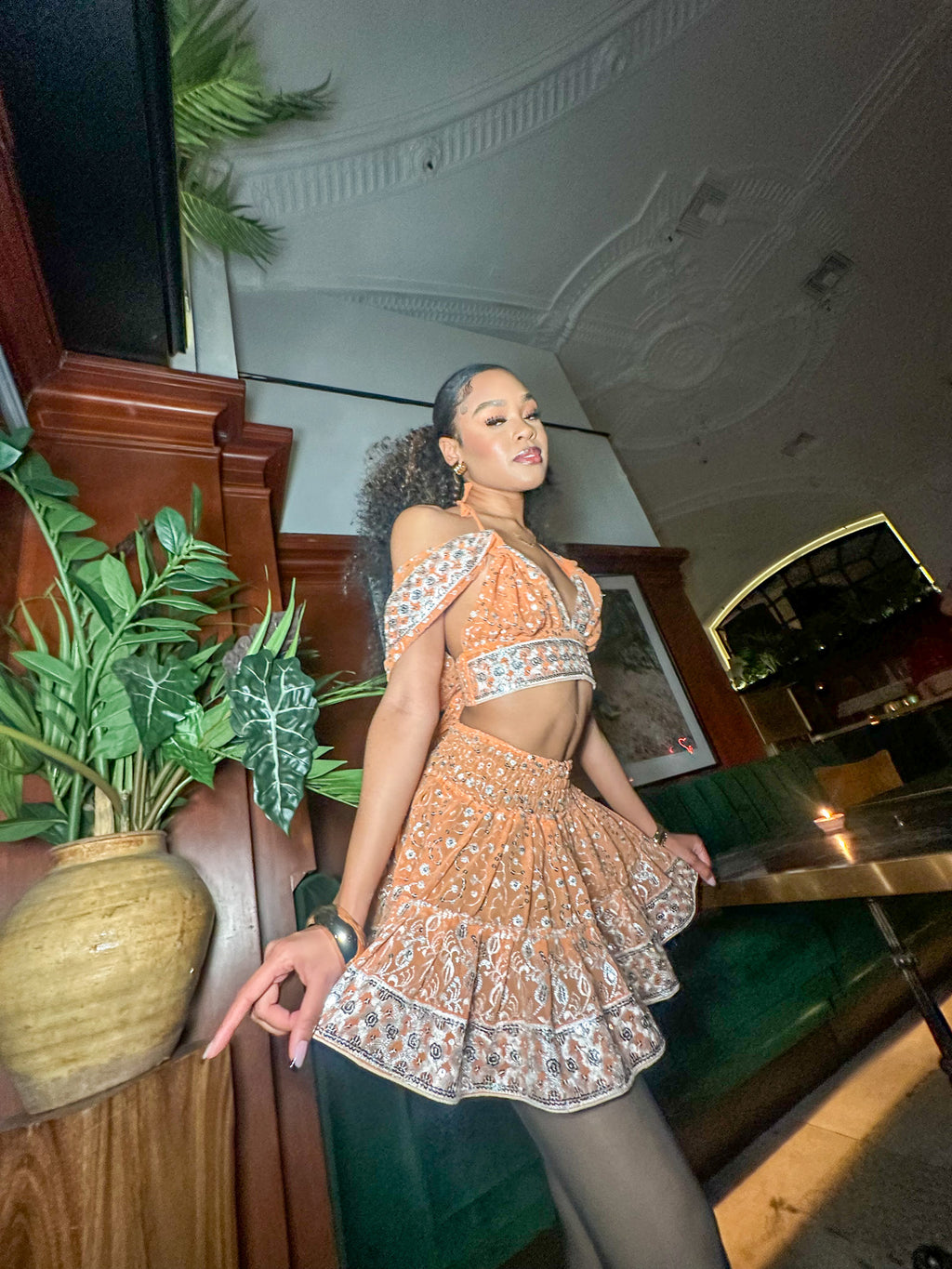 Peach Princess Micro Mini Gehr Skirt Set