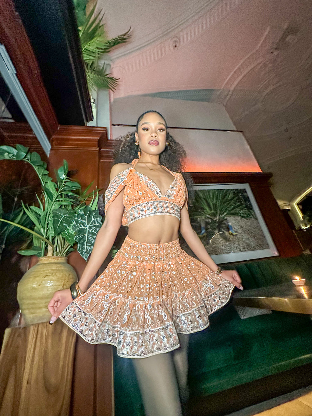 Peach Princess Micro Mini Gehr Skirt Set