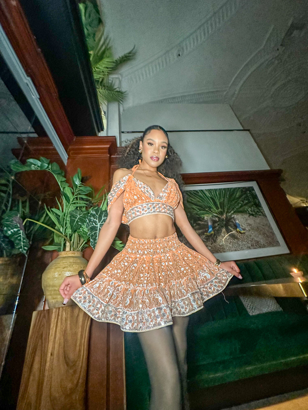 Peach Princess Micro Mini Gehr Skirt Set