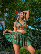 Load image into Gallery viewer, Emerald Flower Halter Top
