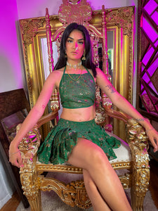Emerald Elixir Micro Mini Skirt Set