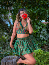 Load image into Gallery viewer, Emerald Flower Halter Top

