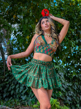 Load image into Gallery viewer, Emerald Flower Halter Top
