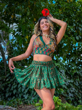 Load image into Gallery viewer, Emerald Flower Halter Top
