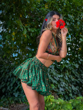 Load image into Gallery viewer, Emerald Flower Halter Top

