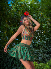 Load image into Gallery viewer, Emerald Flower Halter Top
