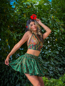 Emerald Flower Halter Top