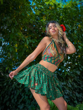 Load image into Gallery viewer, Emerald Flower Halter Top
