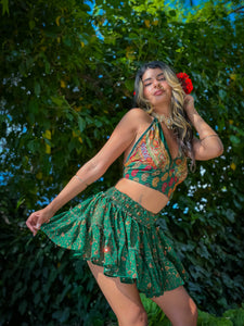 Emerald Flower Halter Top