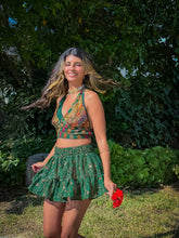 Load image into Gallery viewer, Emerald Flower Halter Top
