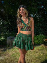 Load image into Gallery viewer, Emerald Flower Halter Top
