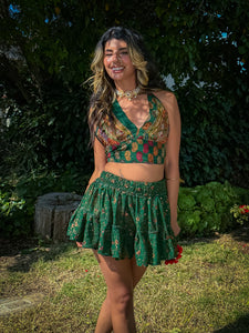 Emerald Flower Halter Top