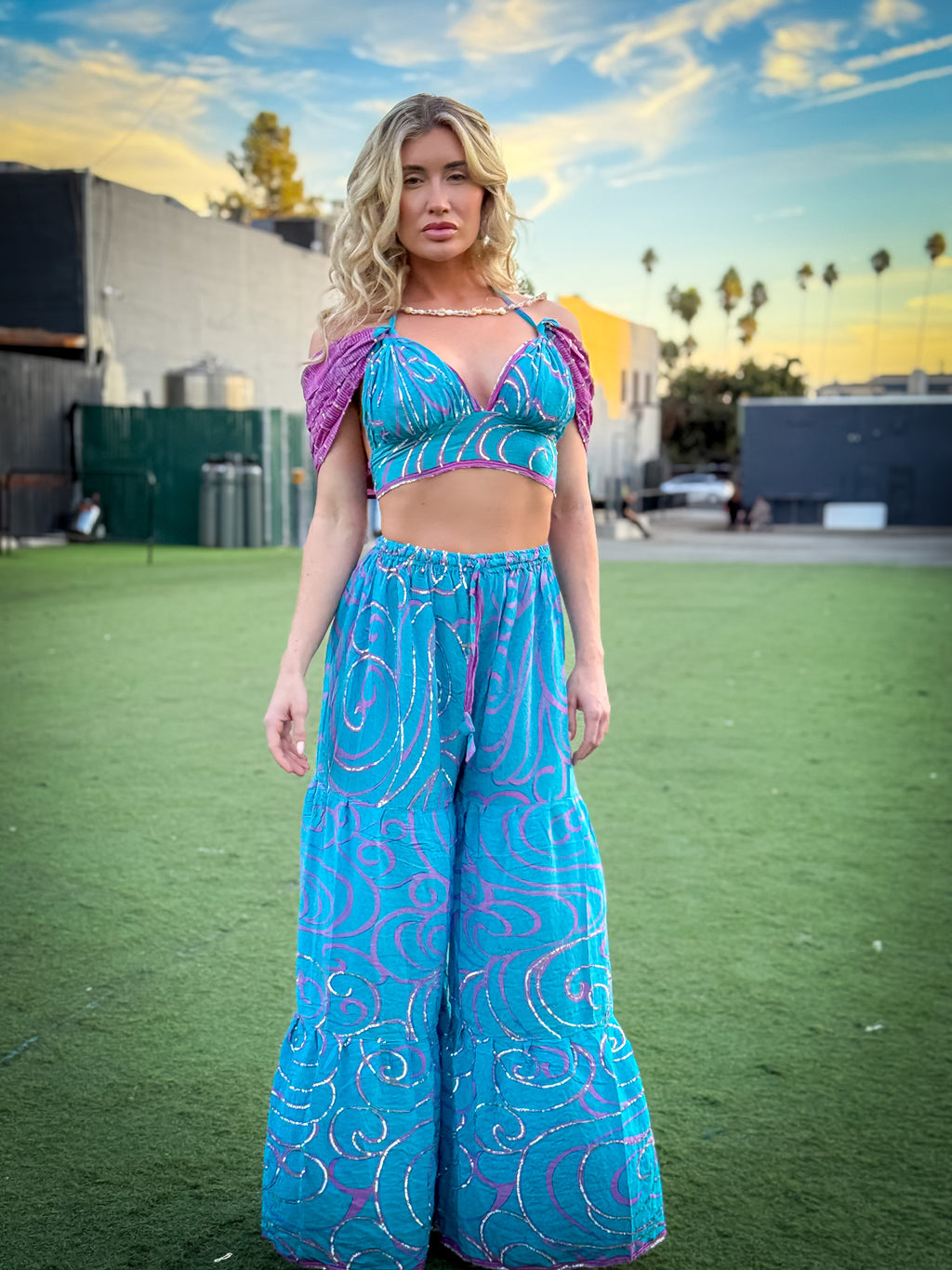 Mermaid Sparkles Sharara Pants Set