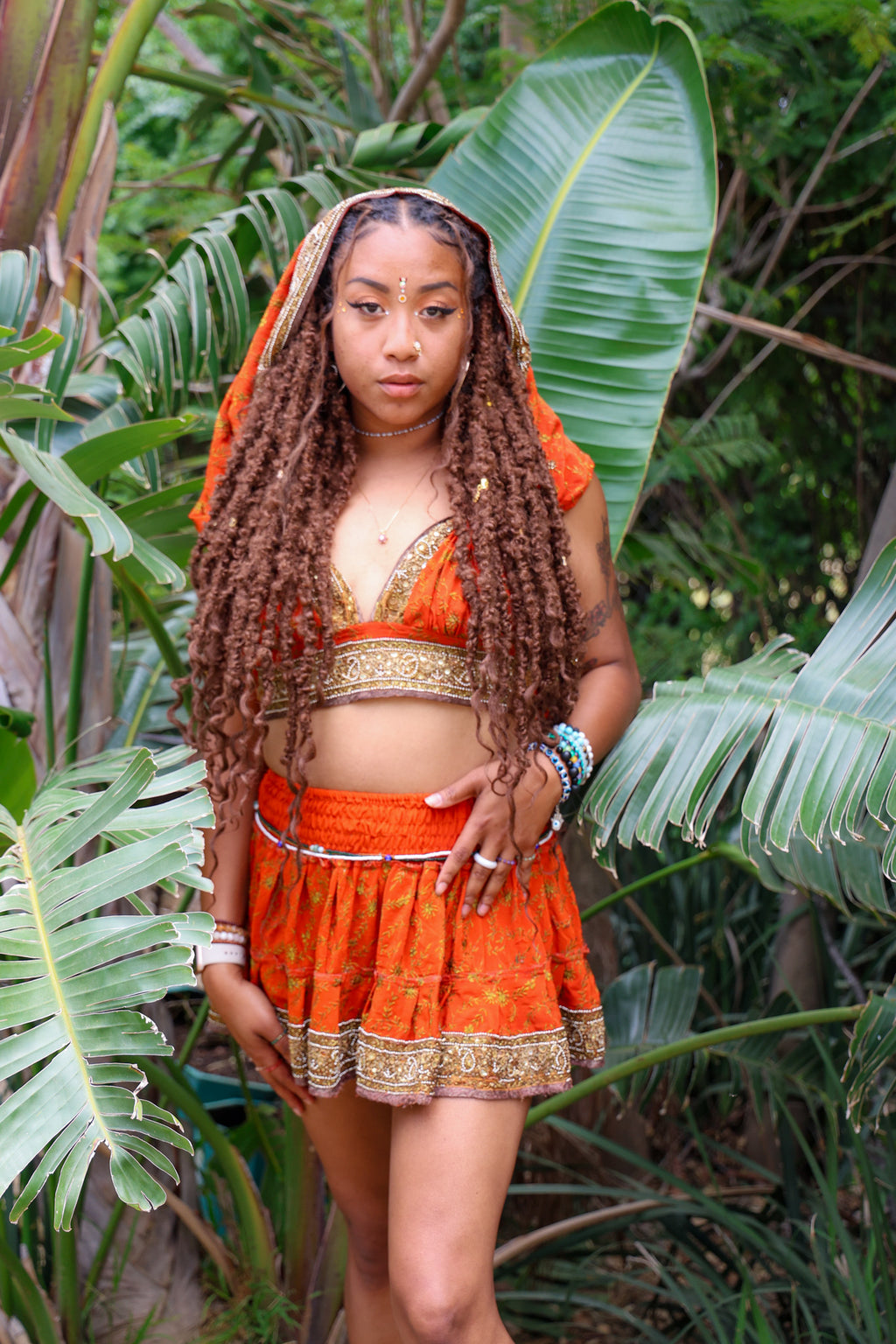 Sunset Fire Micro Mini Skirt Set (without border on bottom of skirt)