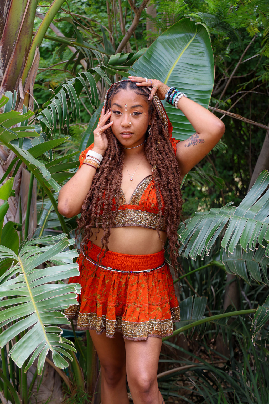 Sunset Fire Micro Mini Skirt Set (without border on bottom of skirt)