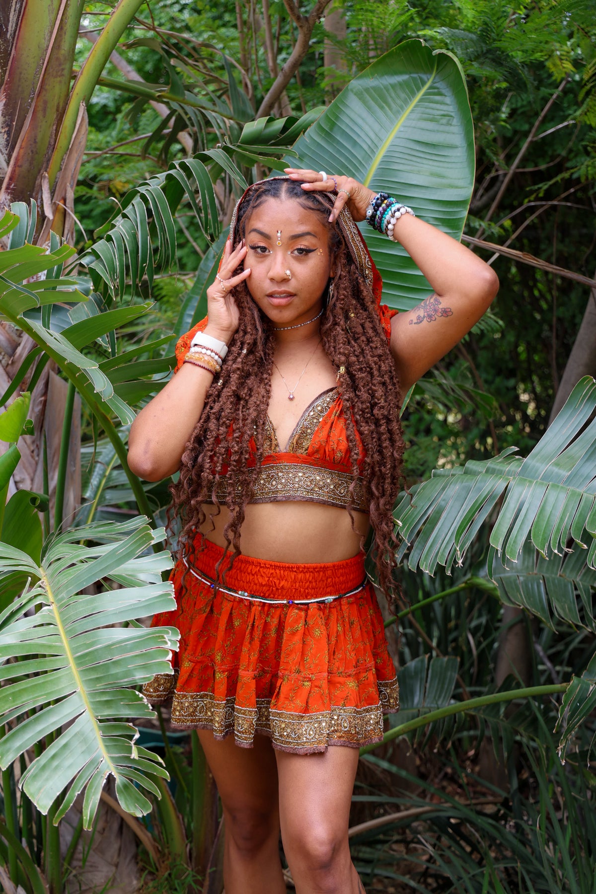 Sunset Fire Micro Mini Skirt Set (without border on bottom of skirt)