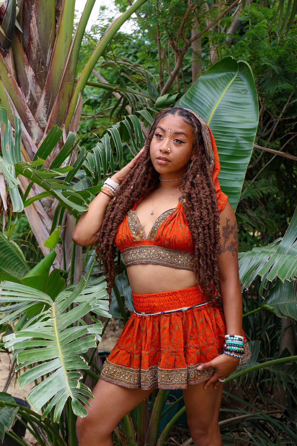 Sunset Fire Micro Mini Skirt Set (without border on bottom of skirt)