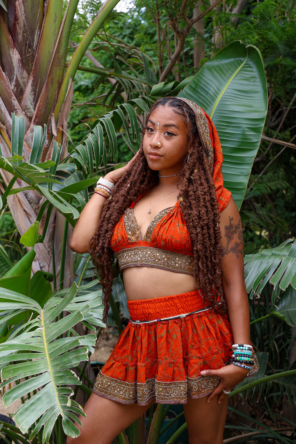 Sunset Fire Micro Mini Skirt Set (without border on bottom of skirt)