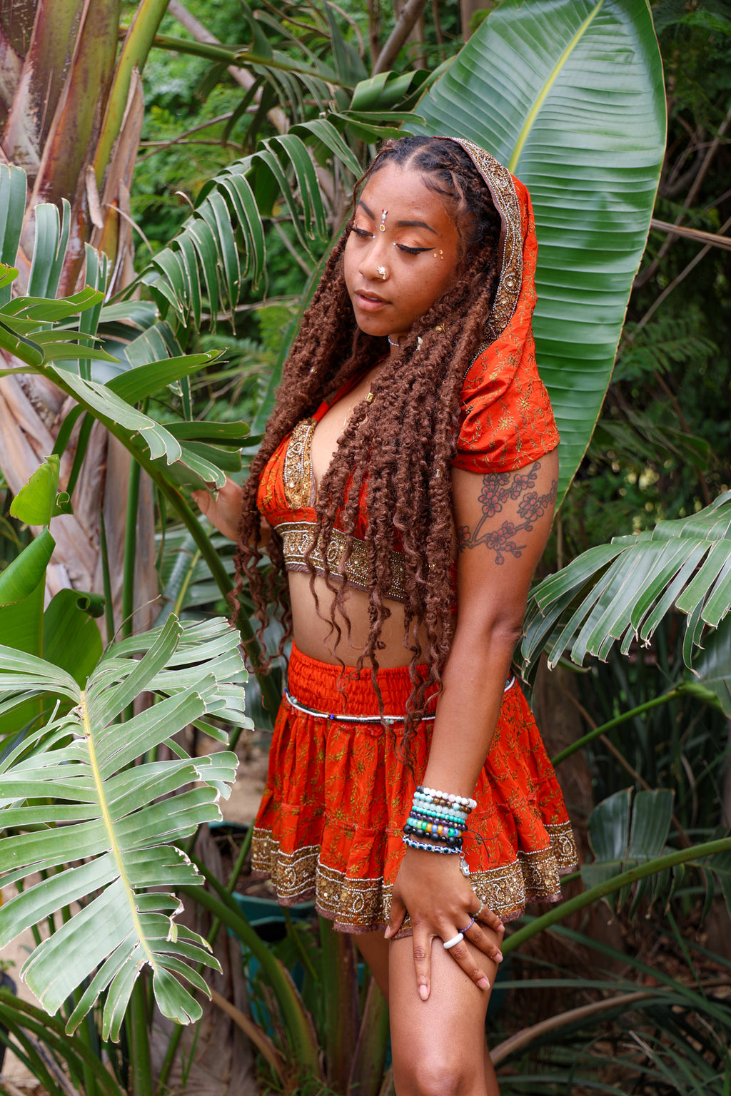 Sunset Fire Micro Mini Skirt Set (without border on bottom of skirt)