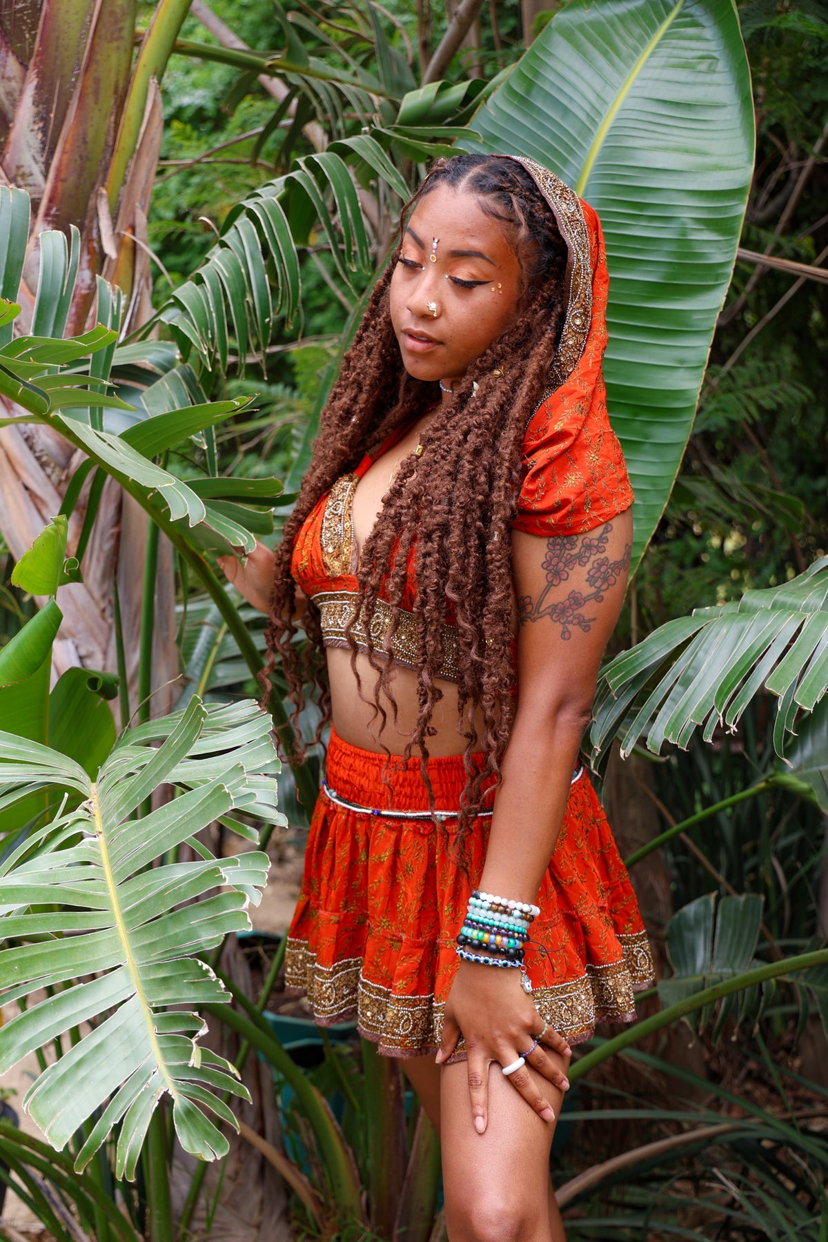 Sunset Fire Micro Mini Skirt Set (without border on bottom of skirt)