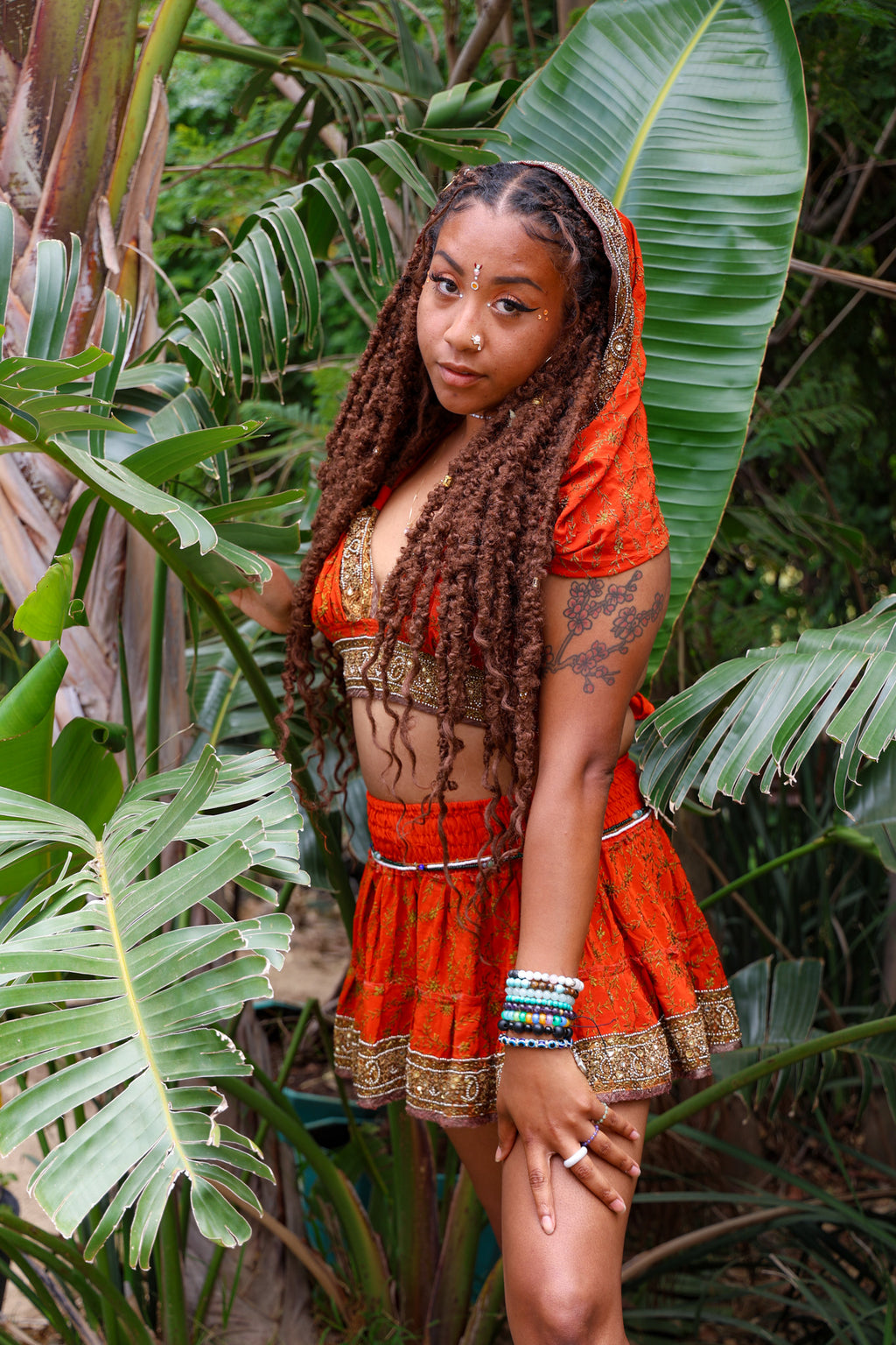 Sunset Fire Micro Mini Skirt Set (without border on bottom of skirt)