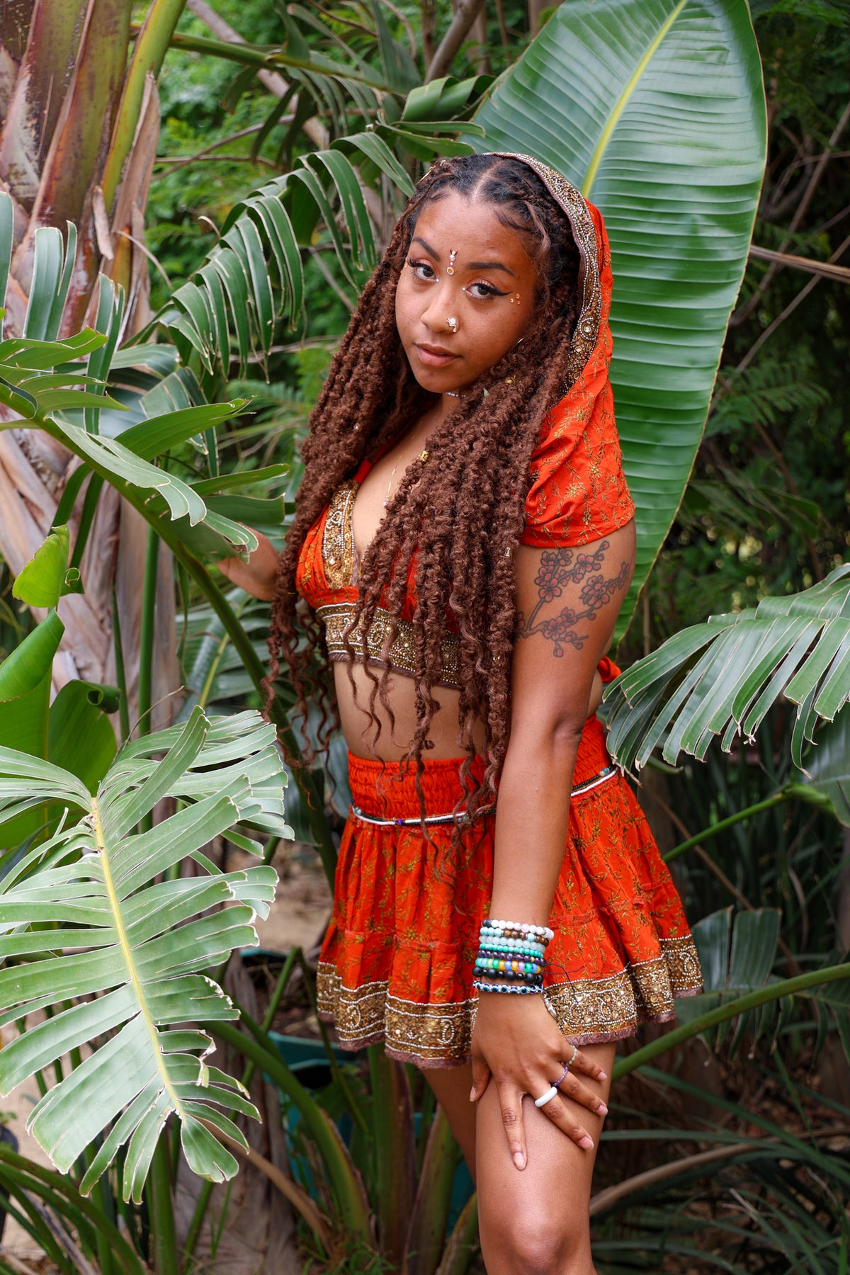 Sunset Fire Micro Mini Skirt Set (without border on bottom of skirt)