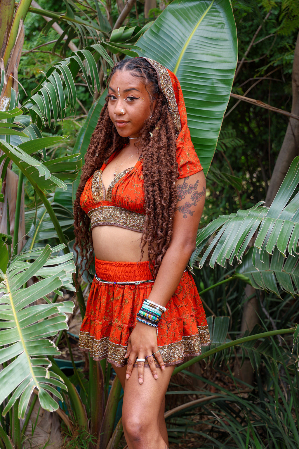 Sunset Fire Micro Mini Skirt Set (without border on bottom of skirt)