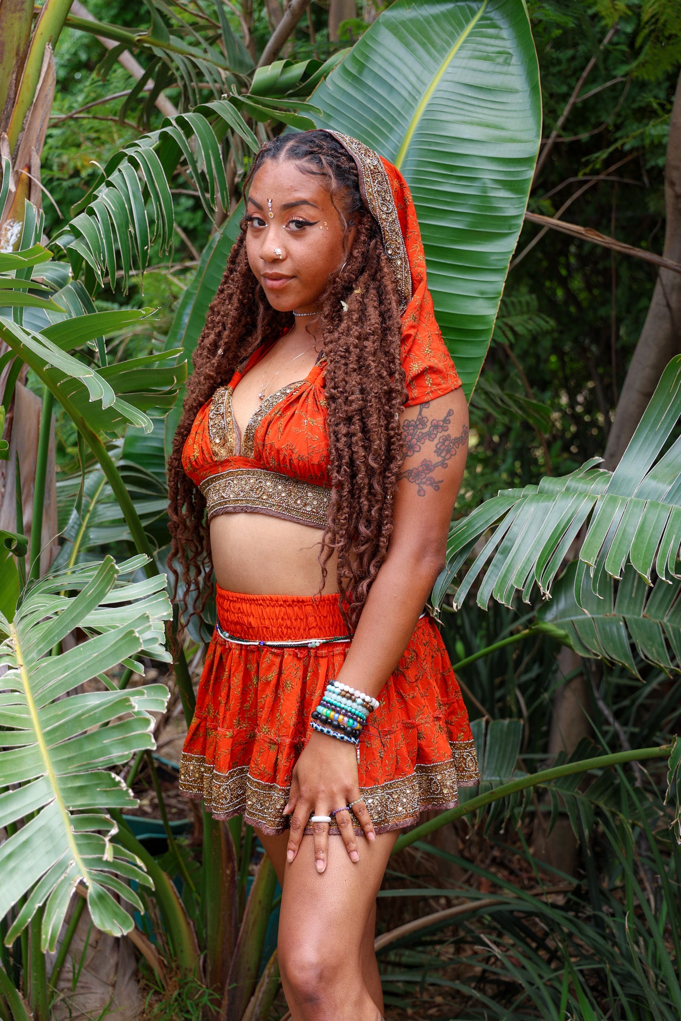 Sunset Fire Micro Mini Skirt Set (without border on bottom of skirt)