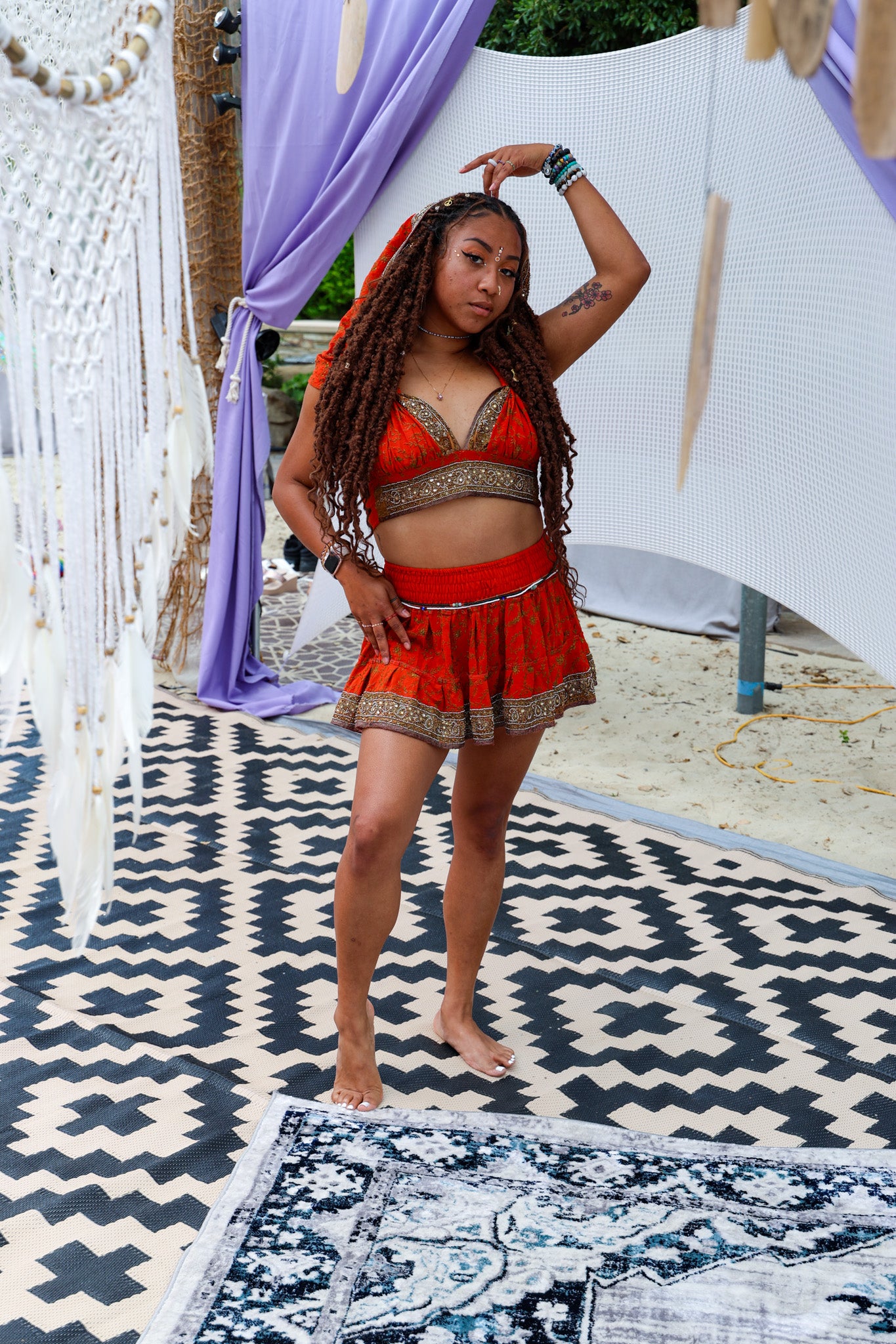 Sunset Fire Micro Mini Skirt Set (without border on bottom of skirt)