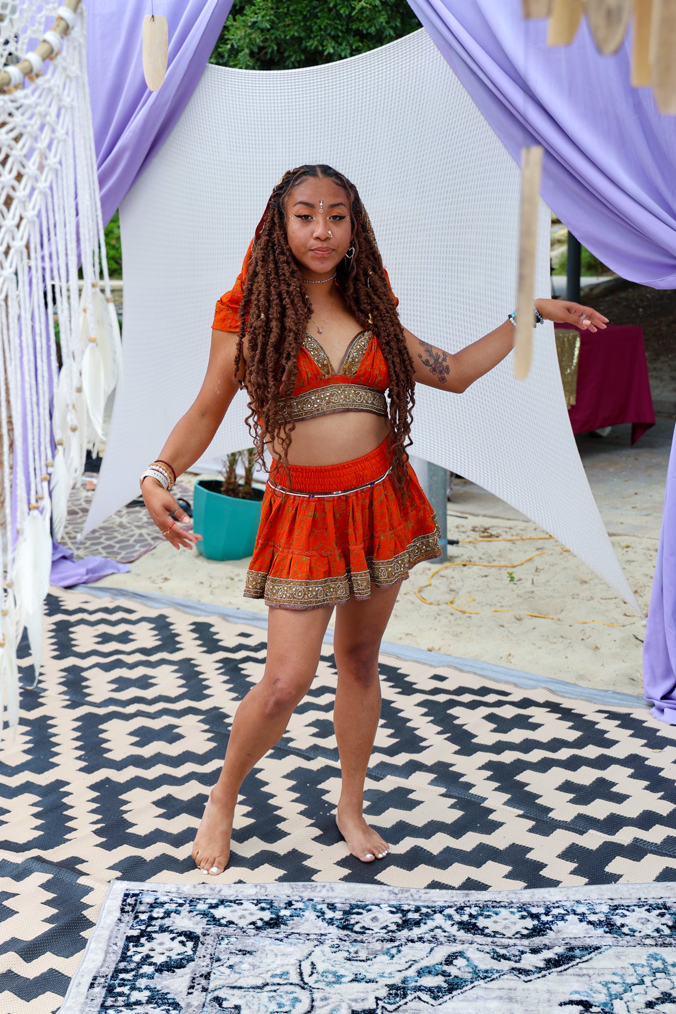 Sunset Fire Micro Mini Skirt Set (without border on bottom of skirt)