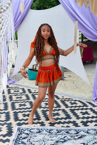 Sunset Fire Micro Mini Skirt Set