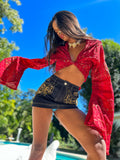 Golden Love hoodie wrap top
