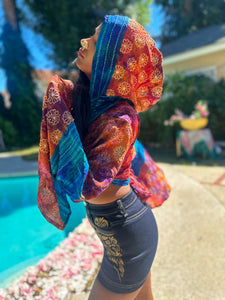 Bohemian Sunset hoodie wrap top