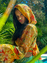 Load image into Gallery viewer, Gold jungle hoodie wrap top
