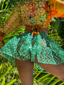 electric emerald mini skirt