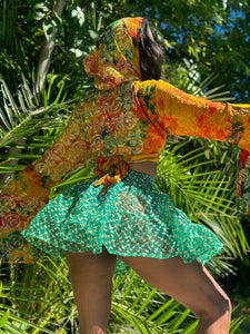 electric emerald mini skirt