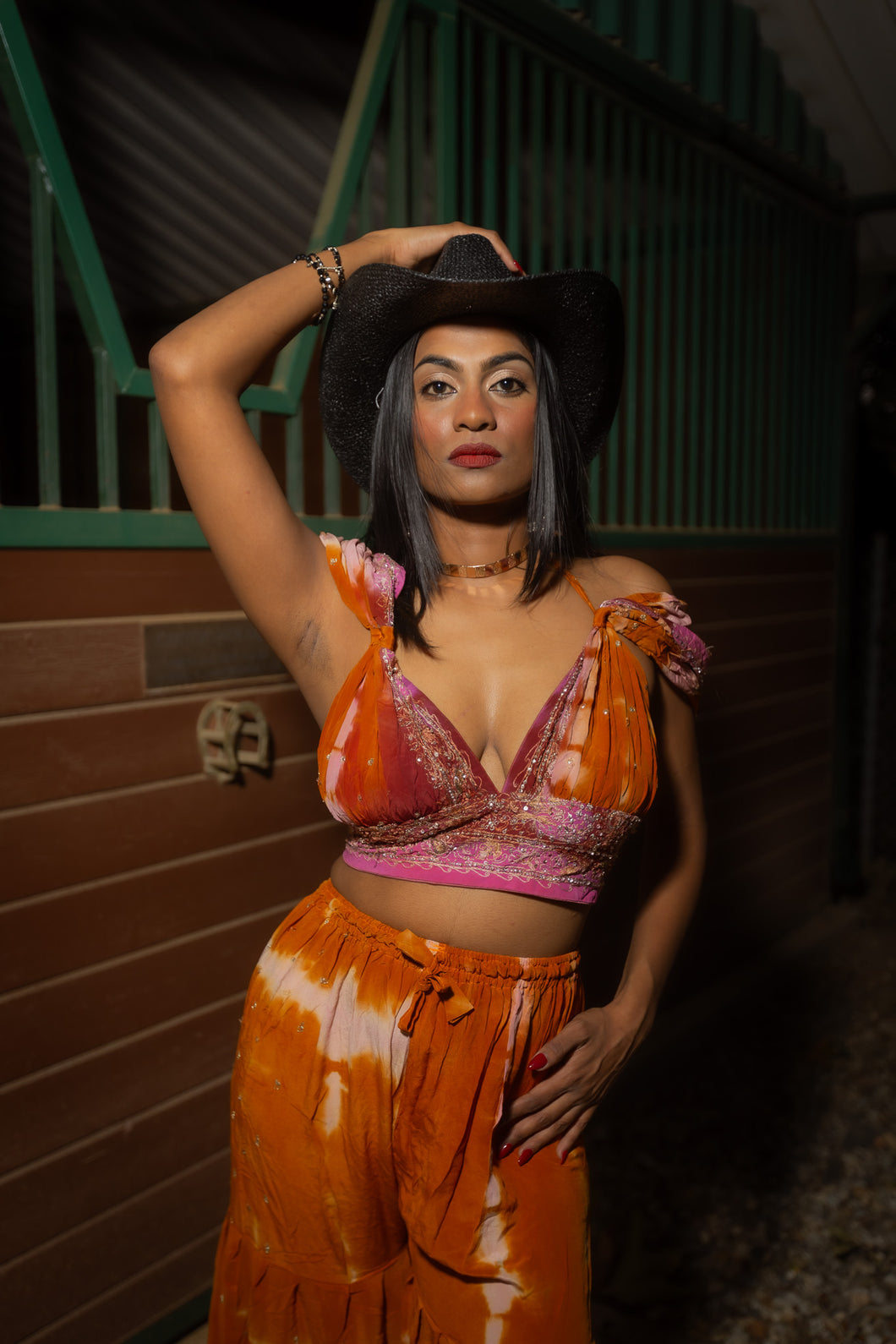 Tie Dye Cowgirl Sharara Pants Set